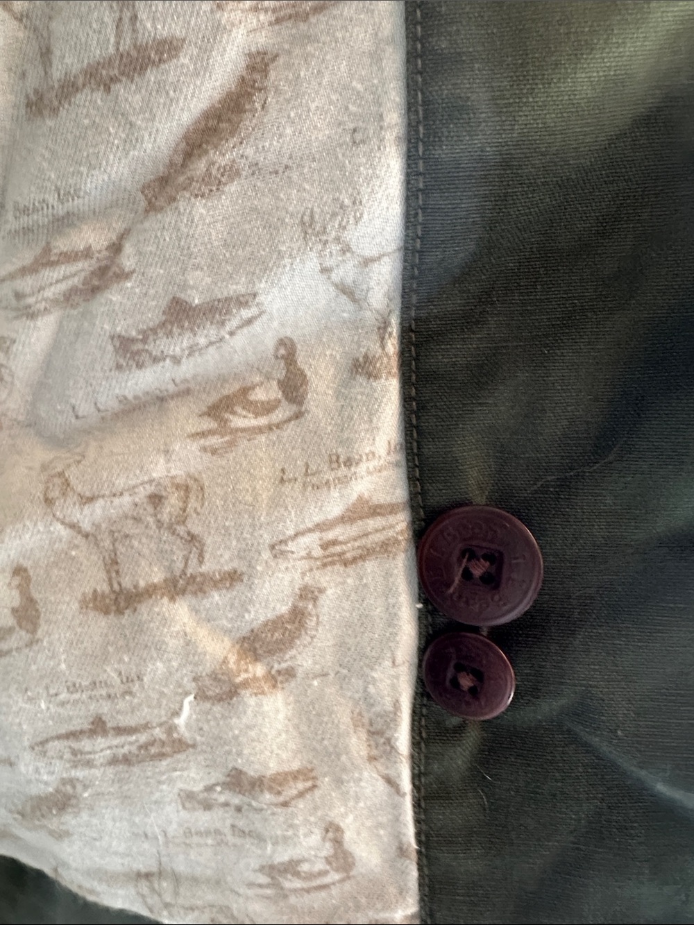 VTG 90’s L.L. Bean Olive Green Field Jacket with Brown Corduroy Collar M - Picture 12 of 14